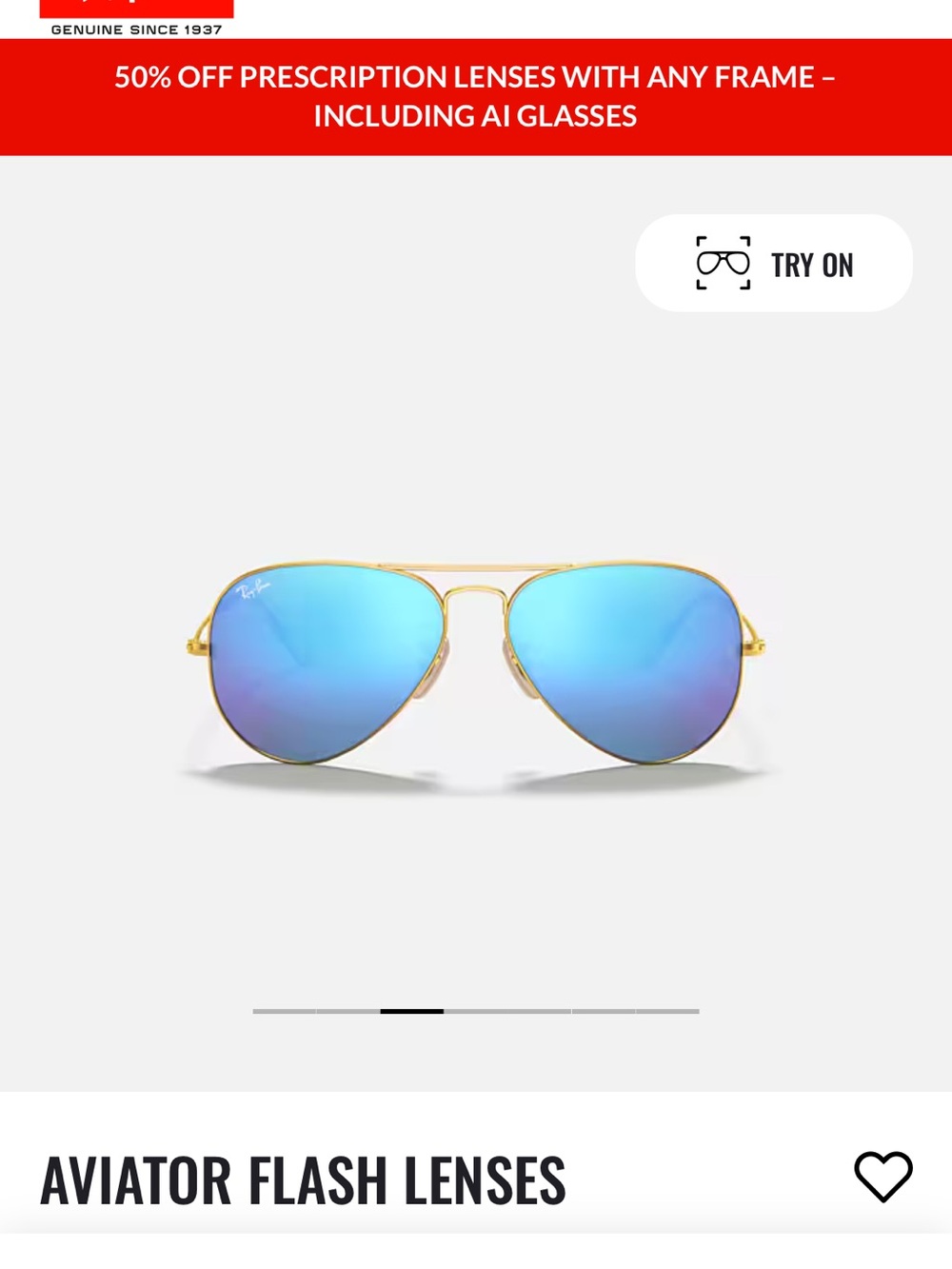 Ray-Ban Aviator Sunglasses - Blue Mirror Lenses with Gold Frame